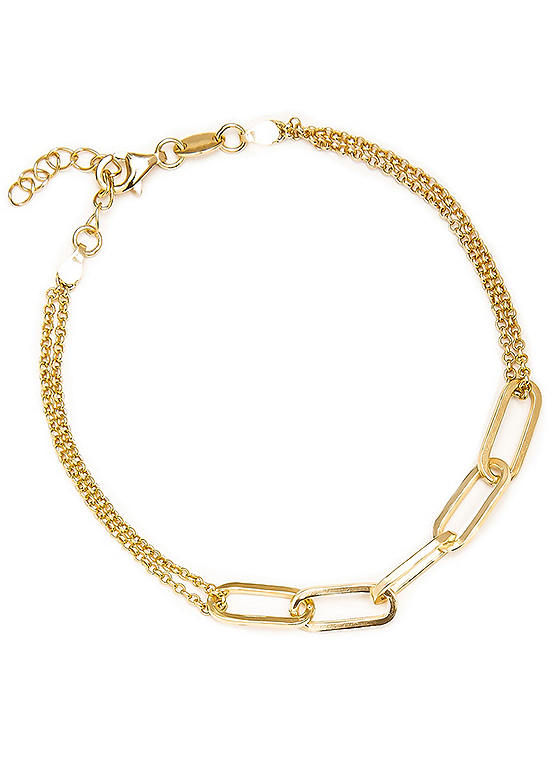 For You Collection 18ct Gold Plated Sterling Silver Multi Chain Bracelet