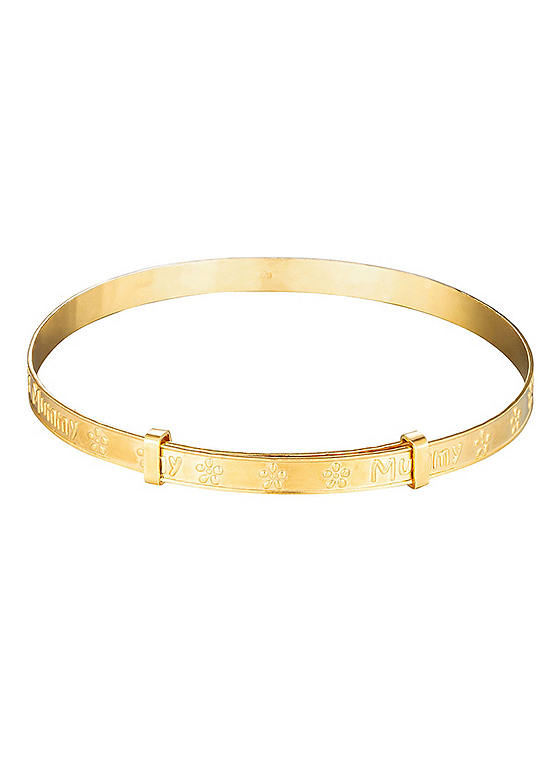 For You Collection 18ct Gold Plated Sterling Silver Mummy Expander Bangle