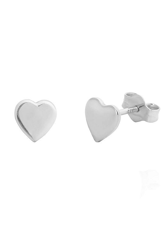 For You Collection Sterling Silver Polished Heart Stud Earrings