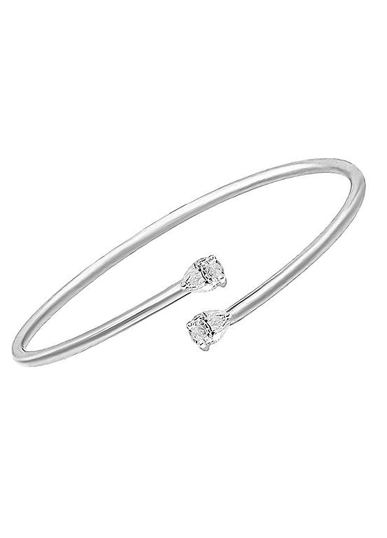 For You Collection Sterling Silver Teardrop CZ Bangle