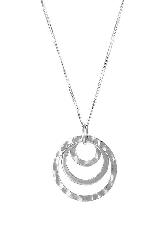 For You Collection Sterling Silver Triple Hammered Halo Cut Out Pendant