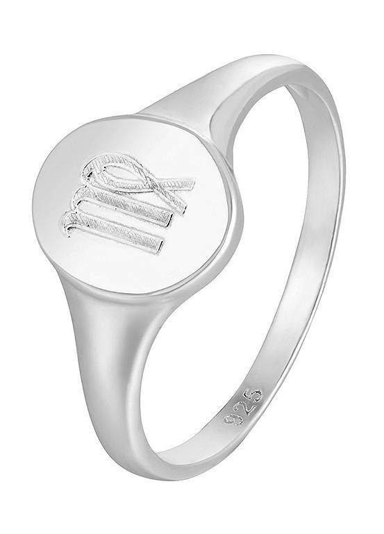 For You Collection Sterling Silver Zodiac Virgo Oval Signet Ring