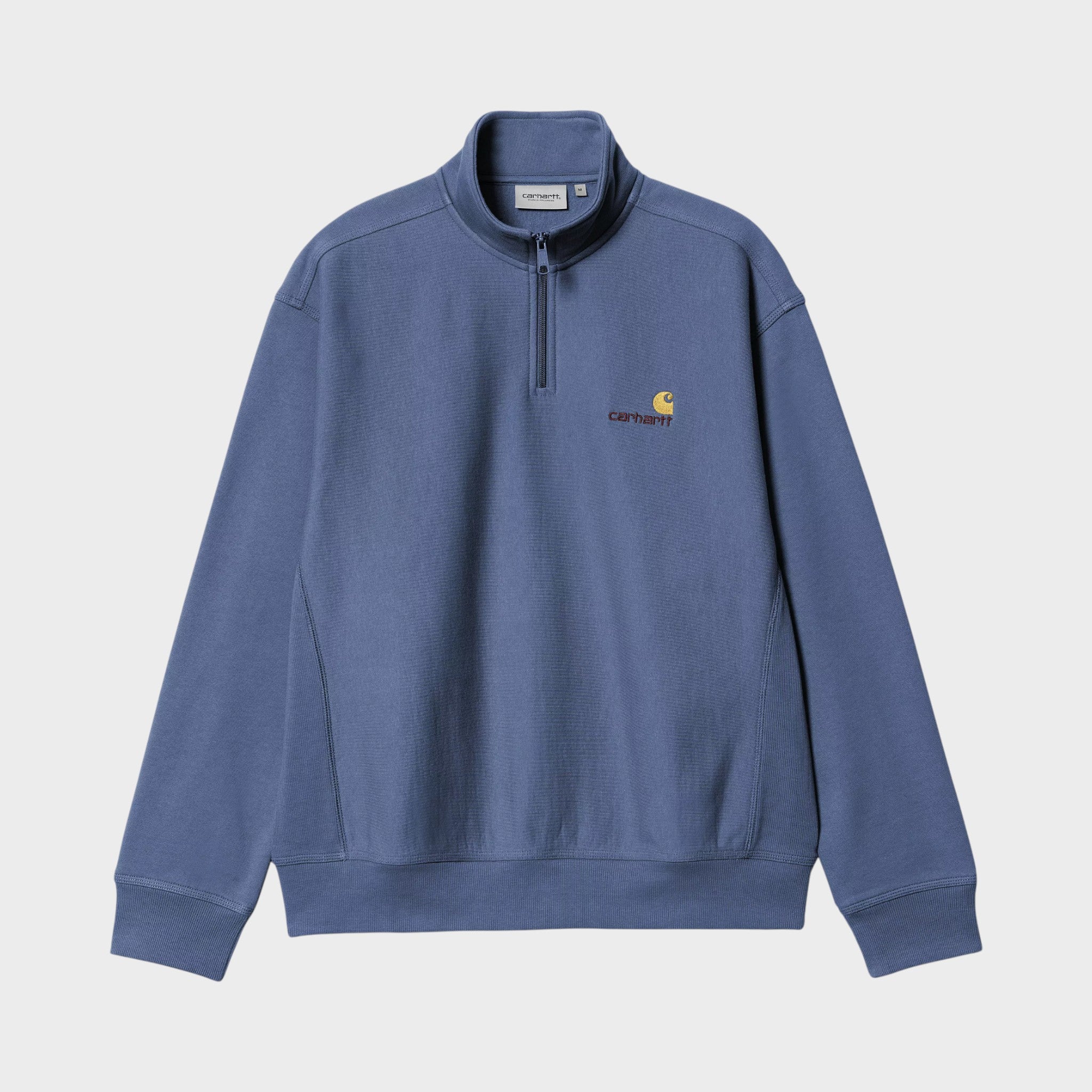 Carhartt Half Zip American Script Sweatshirt - Blue Iris