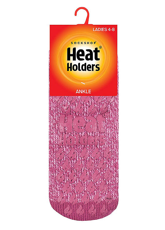 Heat Holders 1 Pair Ladies Muted Pink Plain Ankle Slipper Socks - Pisa