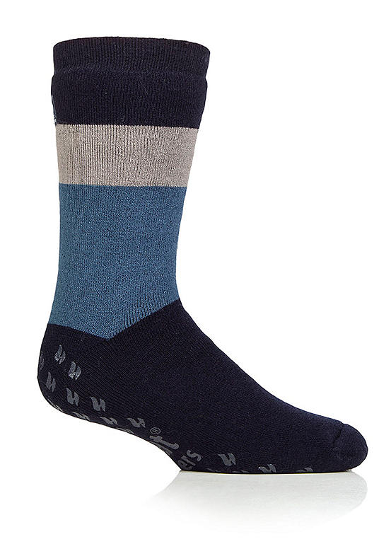 Heat Holders 1 Pair Mens Iomi - Navy Block Stripe Socks