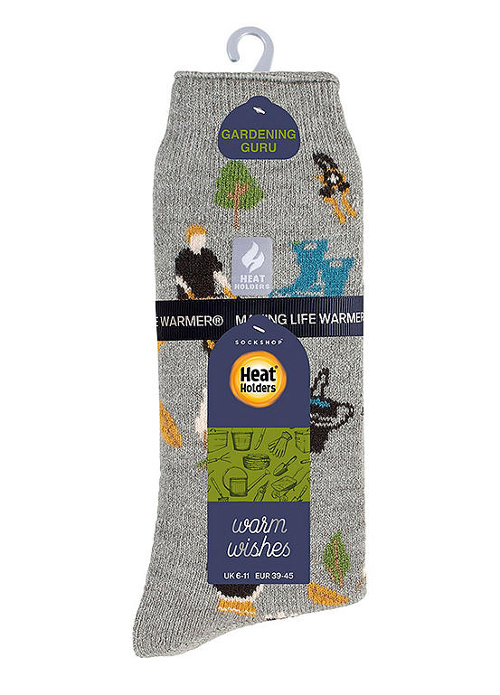 Heat Holders 1 Pair Mens Lite Hobby Socks - Gardening MID GREY