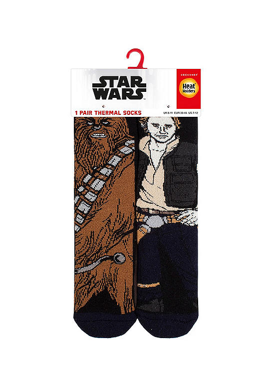 Heat Holders 1 Pair Mens Lite Socks - Star Wars - Chewie & Hans Black