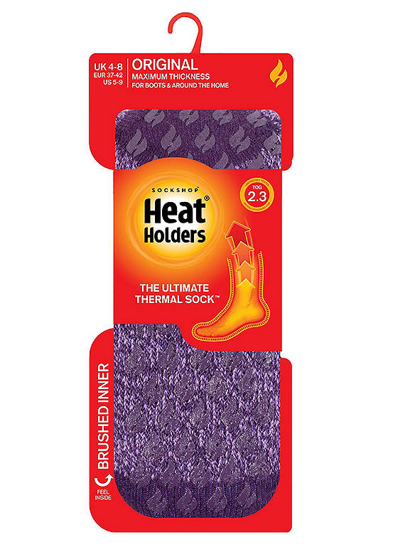 Heat Holders Ladies 1 Pair Purple Plain Slipper Socks - Florence