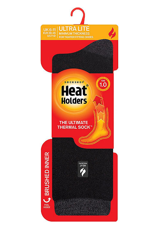 Heat Holders Men’s 1 Pair Black Lite Heel & Toe Socks - Budapest