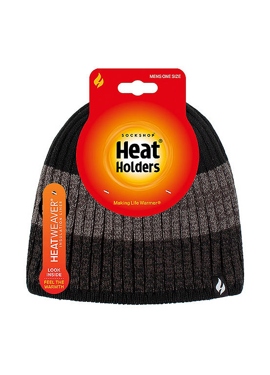 Heat Holders Men’s Black Stripe Hat - Linden