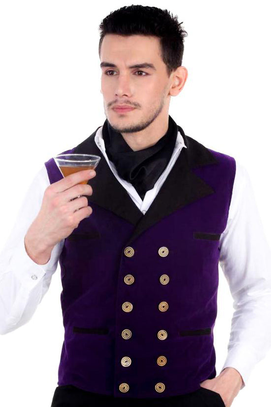 Joshua Purple Velvet Steampunk Waistcoat (S)
