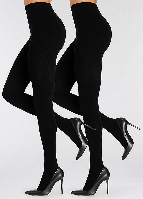 LASCANA Pack of 2 Cotton Blend Knitted Tights