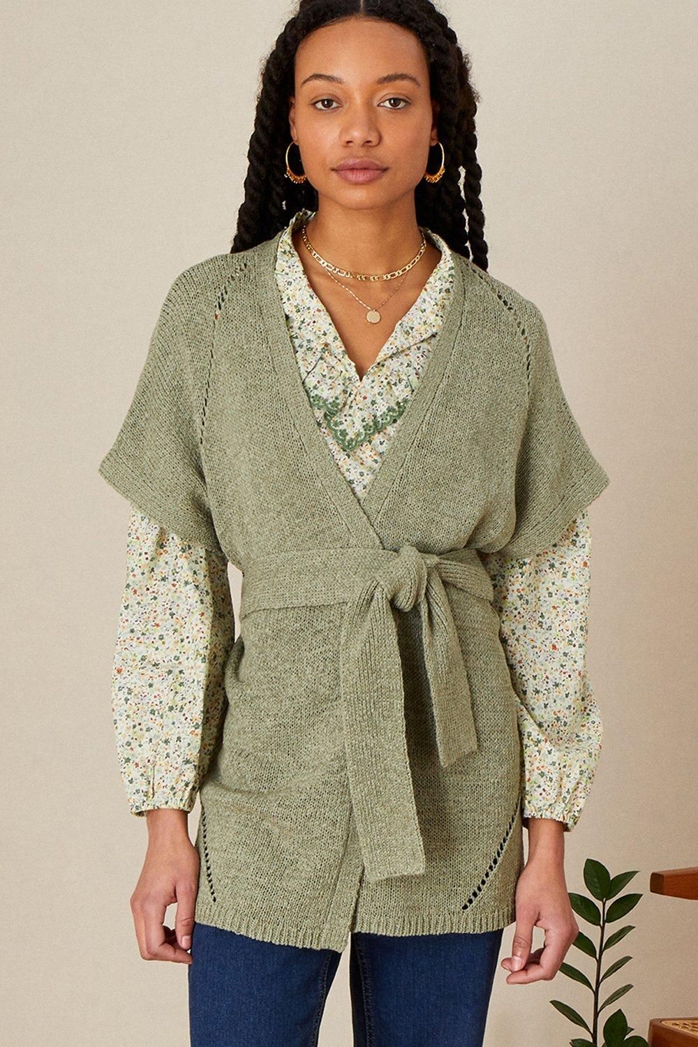 Tape Belted Midi Cardigan