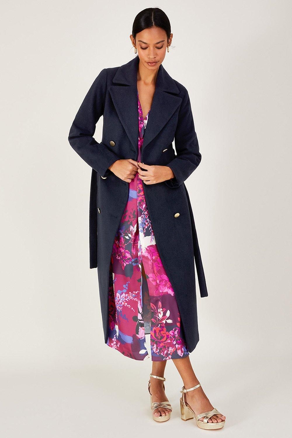 'Lola' Belted Wool Trench Coat