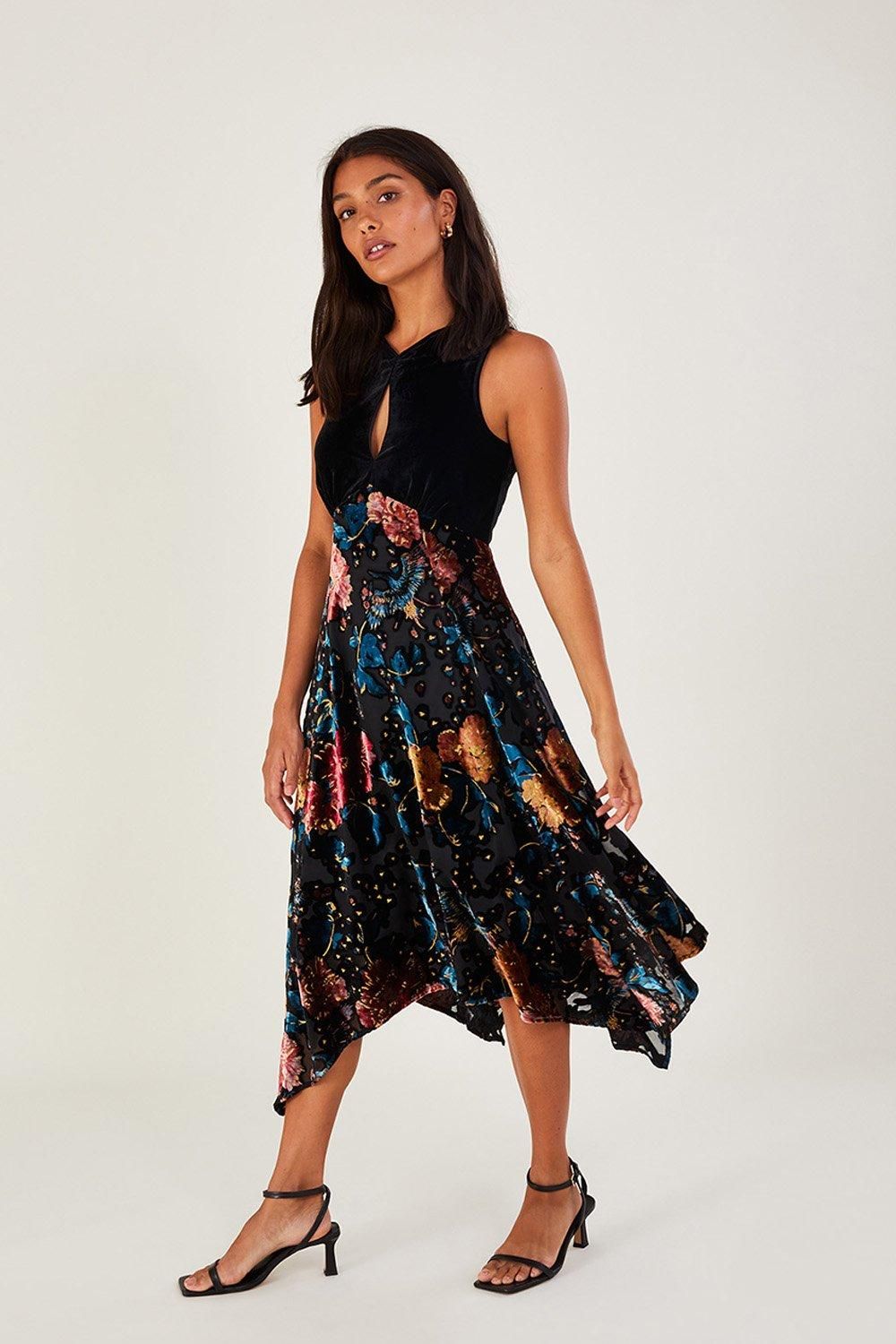 'Peony' Devore Hanky Hem Dress