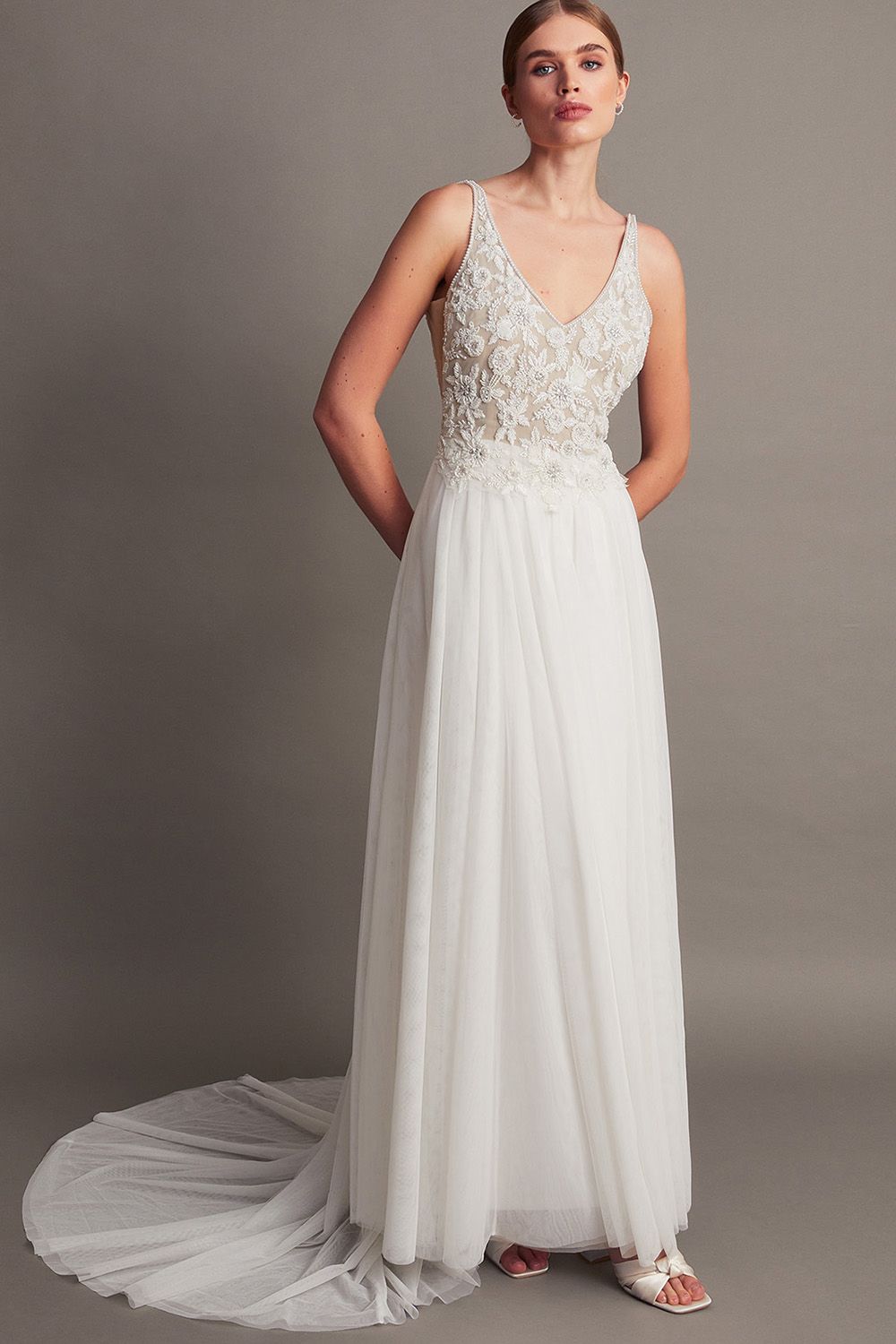 Delilah Embellished Bridal Dress Silver