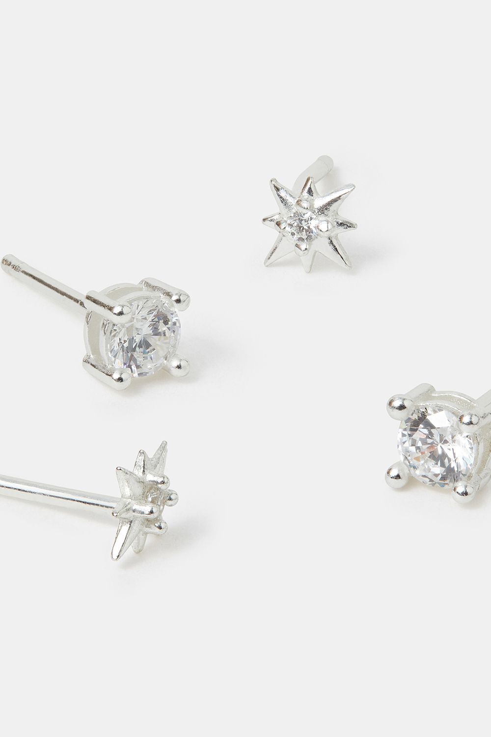 2-Pack Sterling Silver-Plated Star Stud Earrings