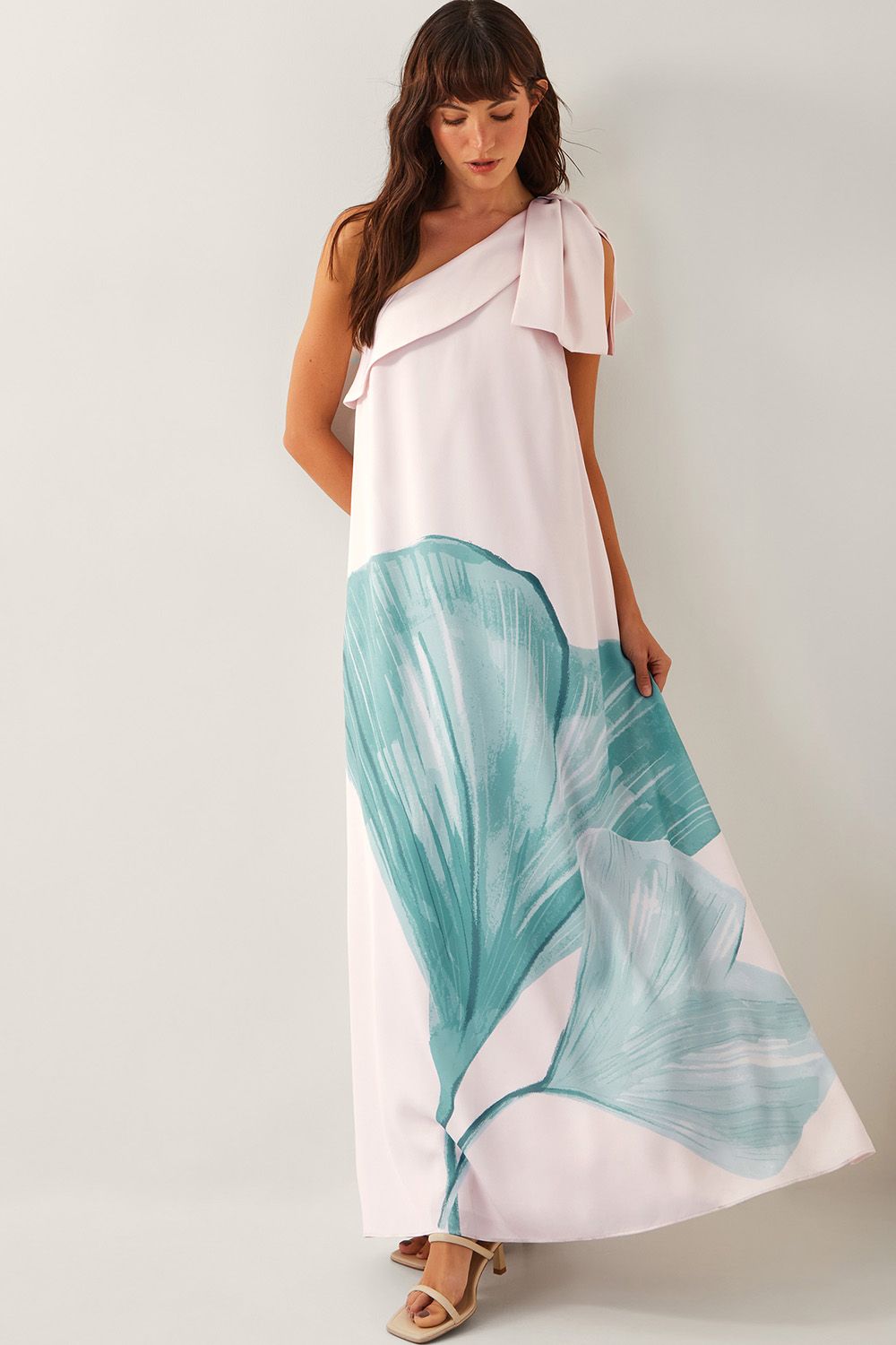 Dinah Bow One Shoulder Maxi Dress Ivory