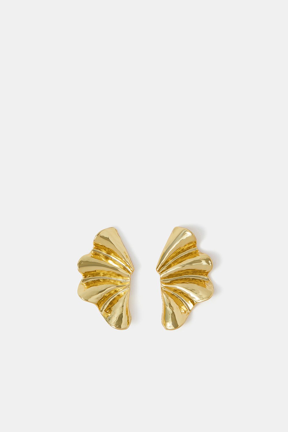 14ct Gold-Plated Molten Fan Stud Earrings