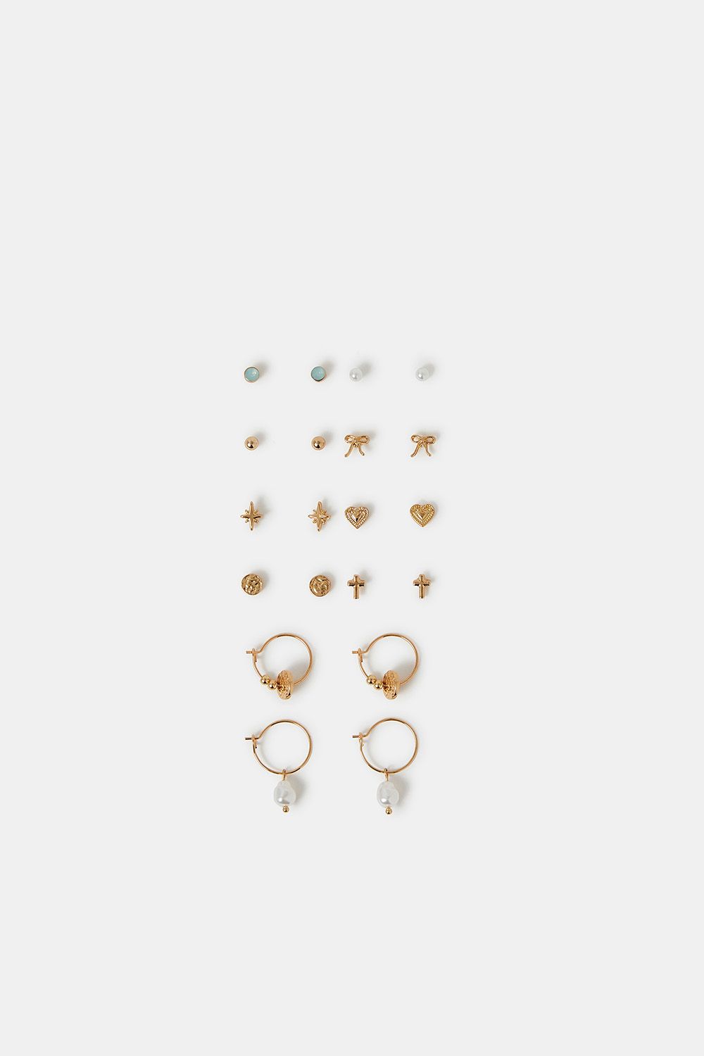 10-Pack Pearl Charm Stud & Hoop Earrings