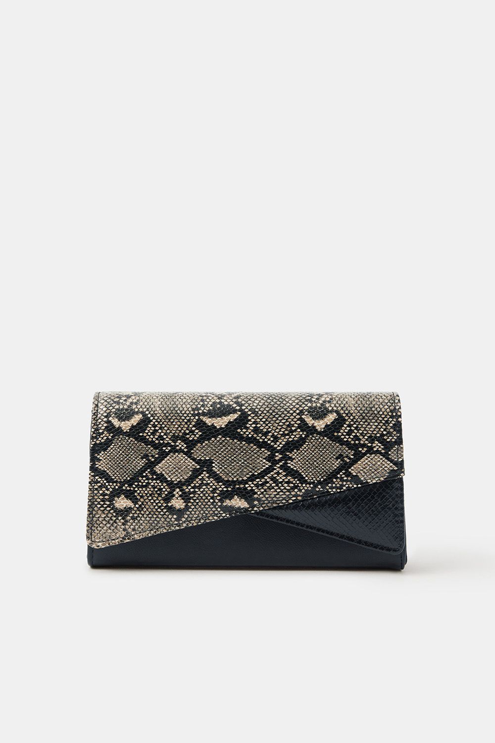 Faux Snakeskin Wristlet Clutch Bag
