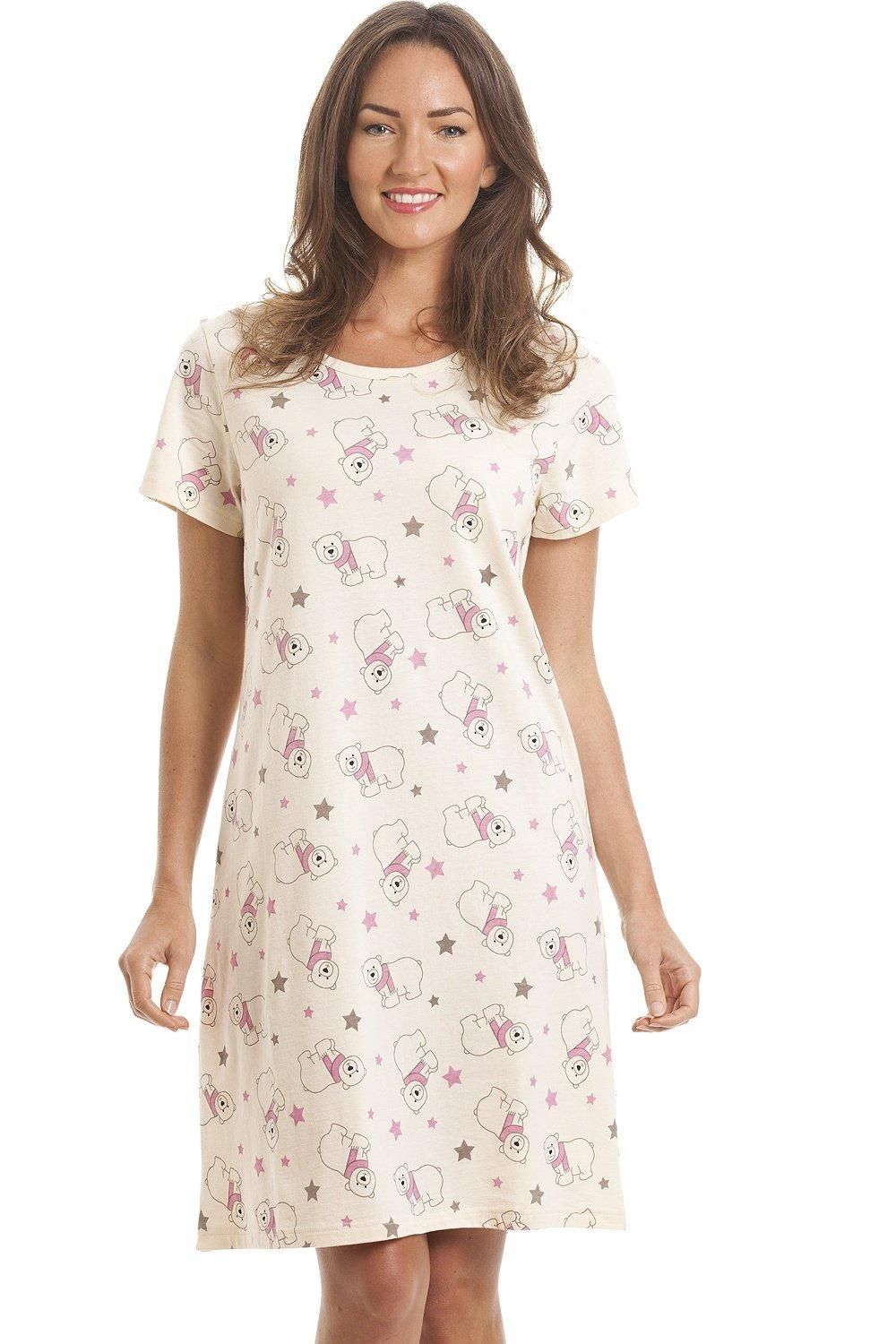 Polar Bear Print Cotton Summer Nightshirt