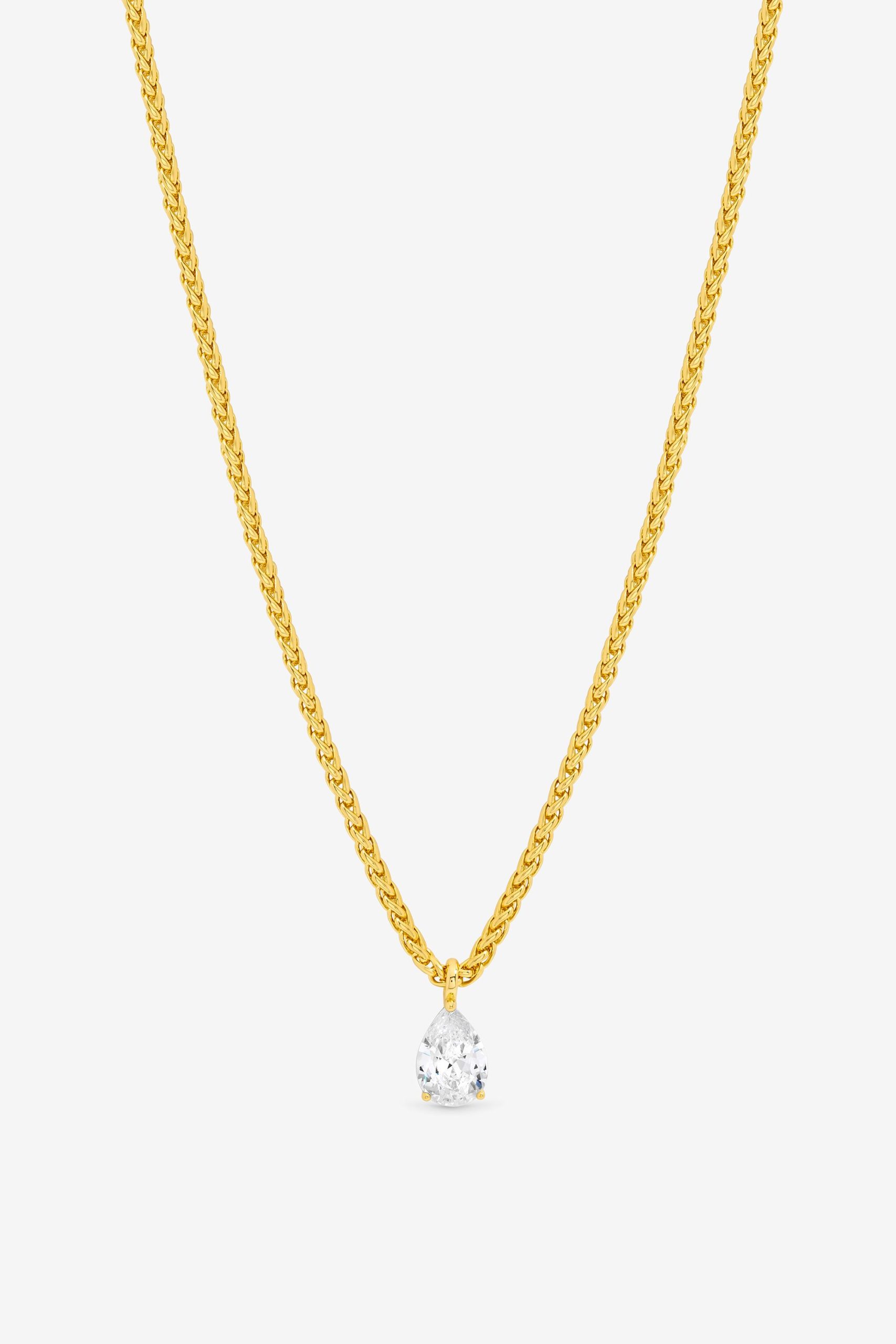 18K Gold Plated Chain and Cubic Zirconia Peardrop Necklace