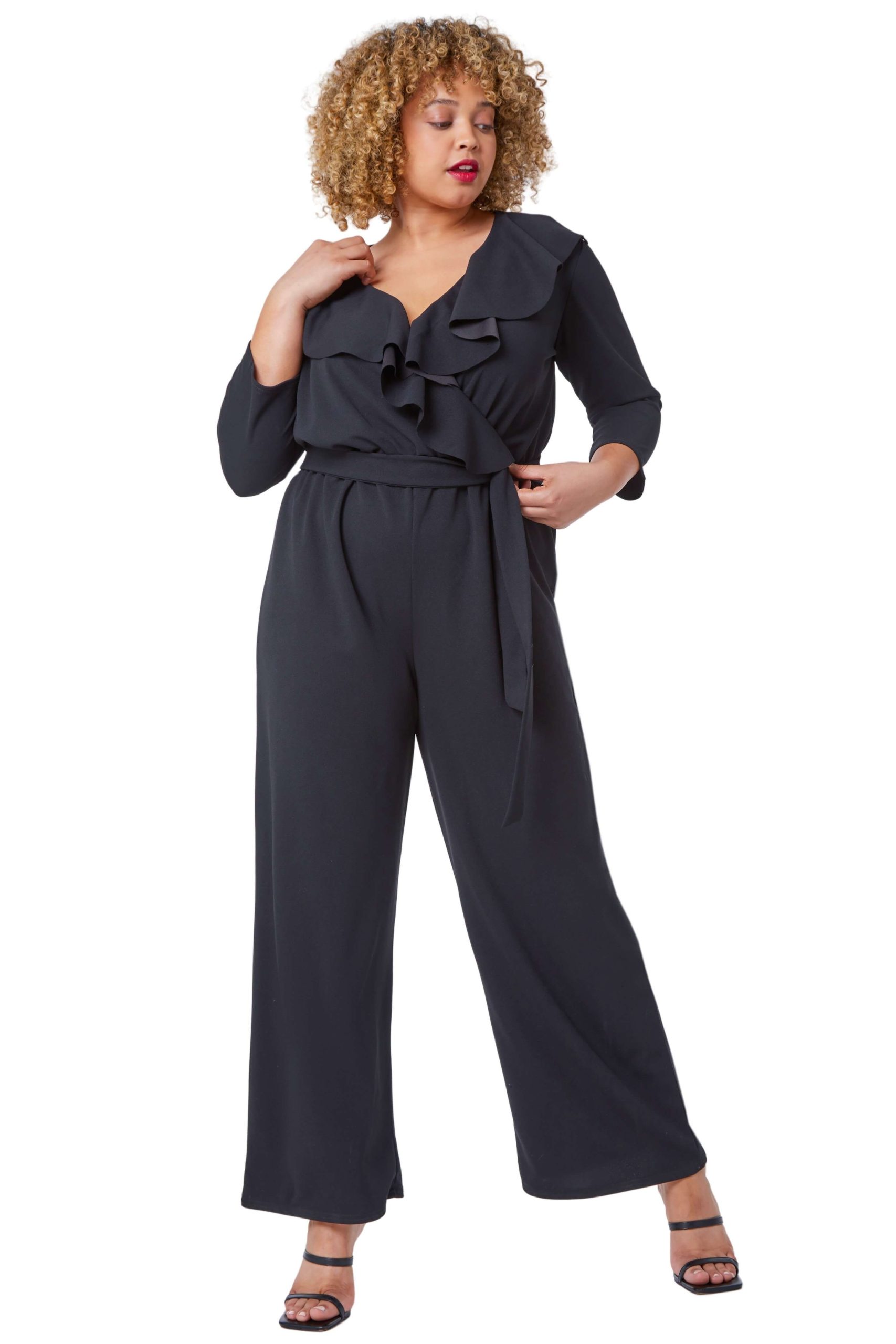 Curve Frill Detail Wrap Jumpsuit