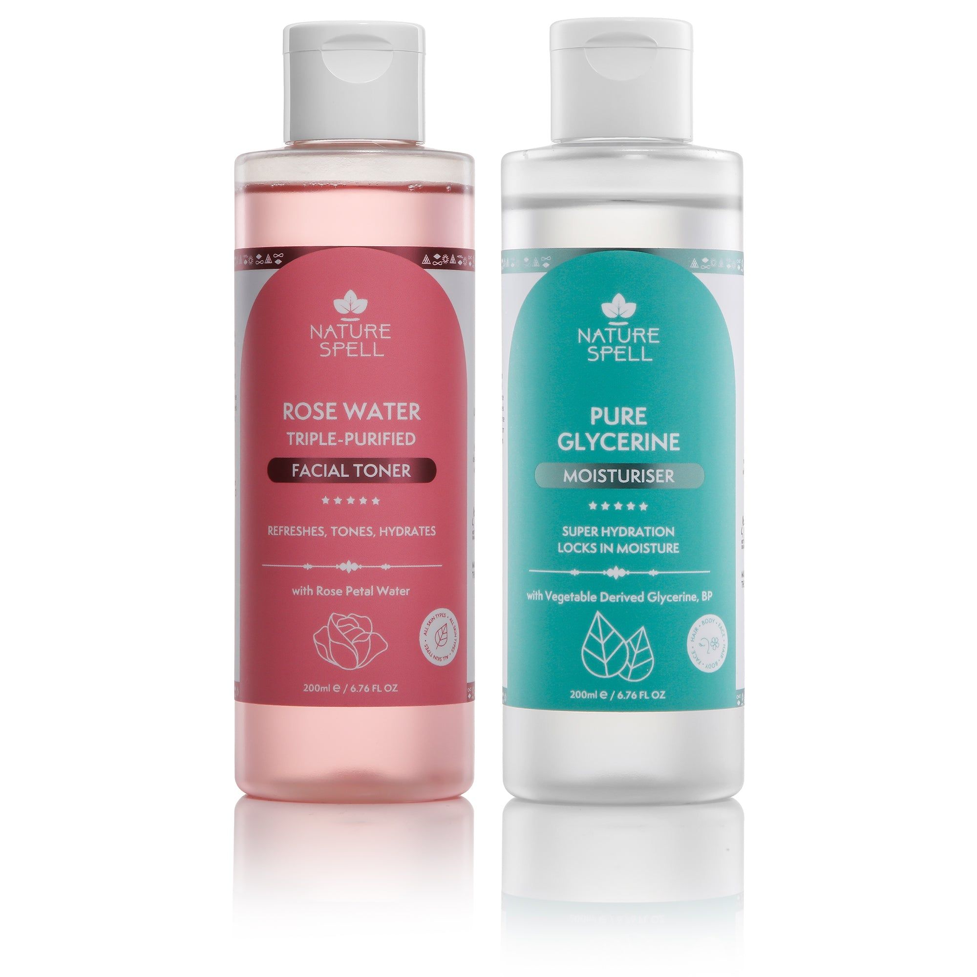 Glass Skin Duo: Rose Water Toner & 100% Pure Glycerine