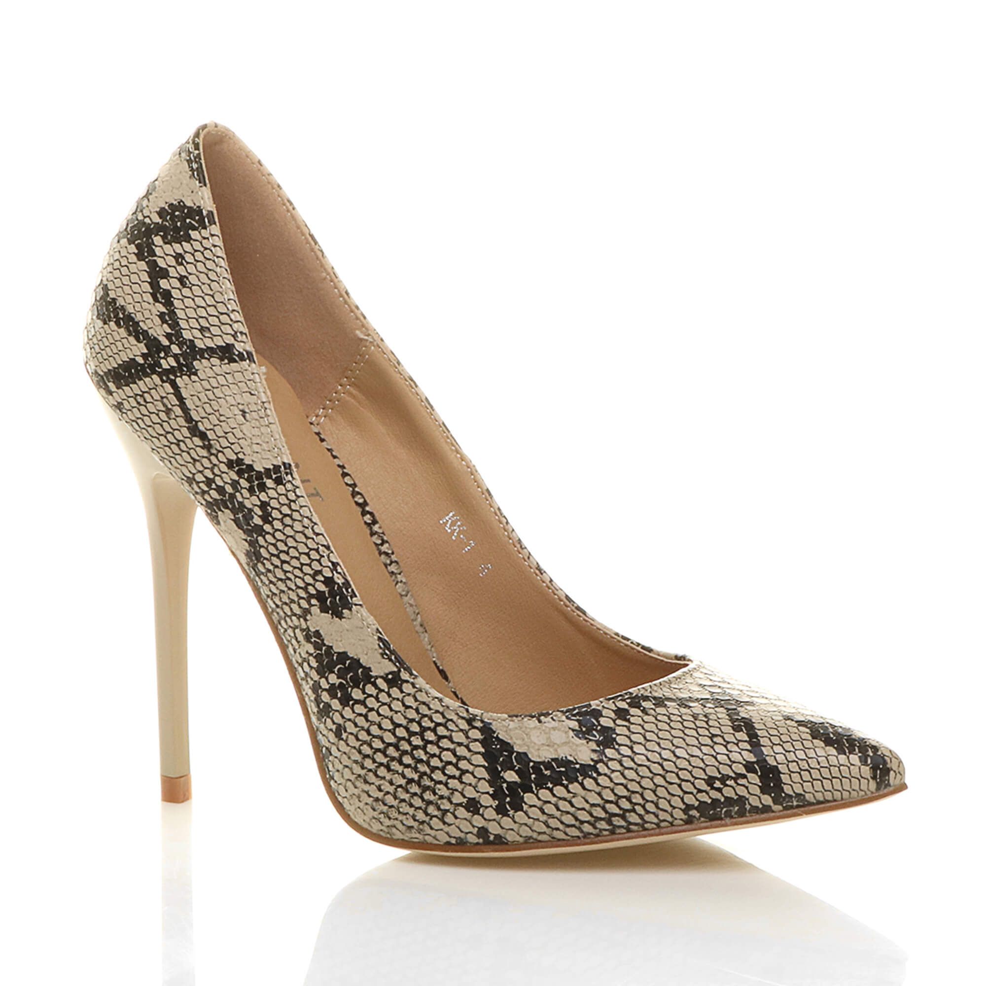 High Stiletto Heel Faux Leather Court Shoes