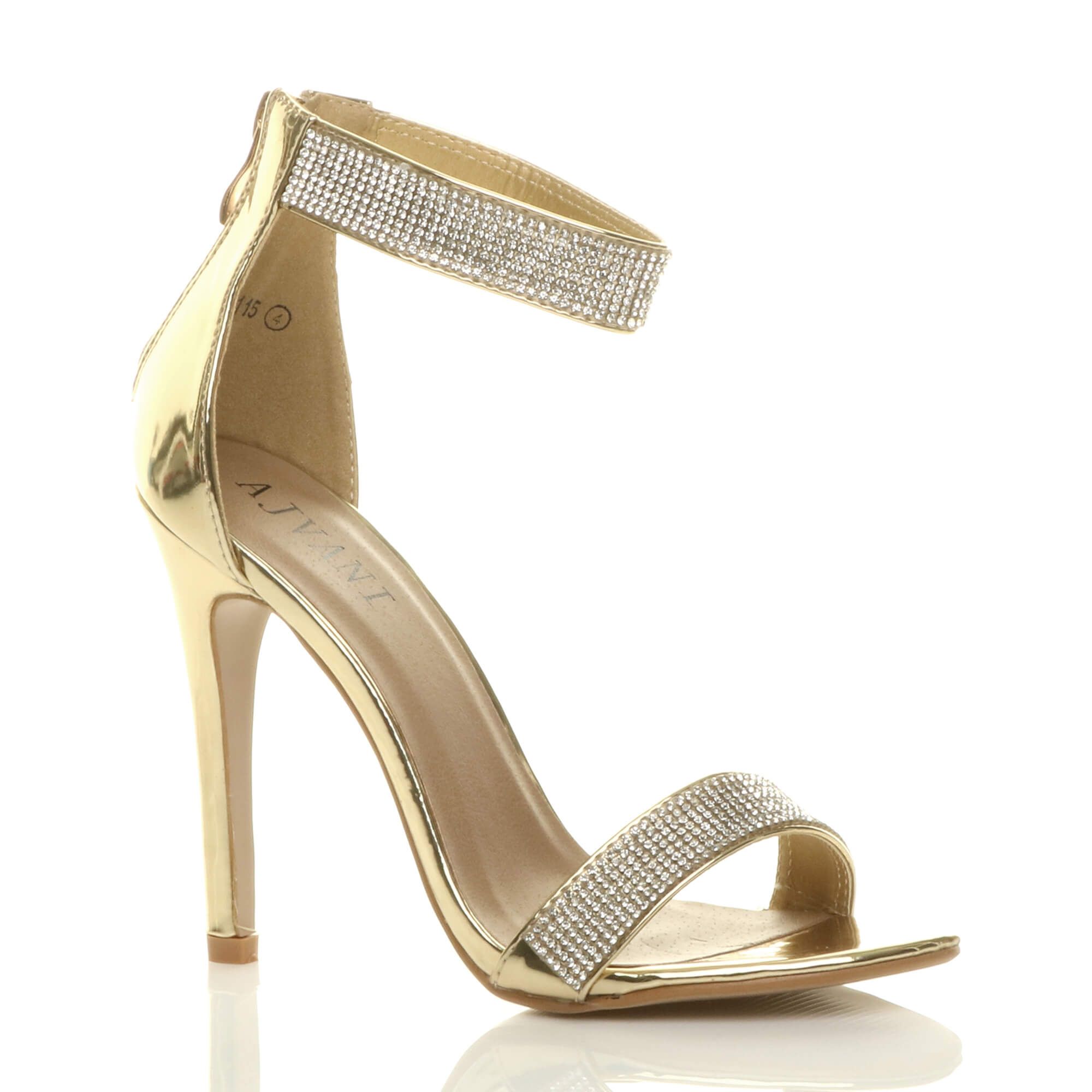 High Heel Diamante Barely There Patent Heeled Sandals