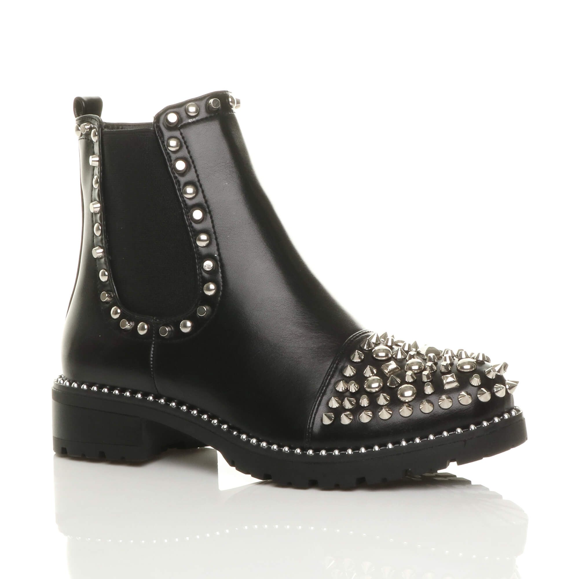 Low Block Heel Studded Chelsea Ankle Boots