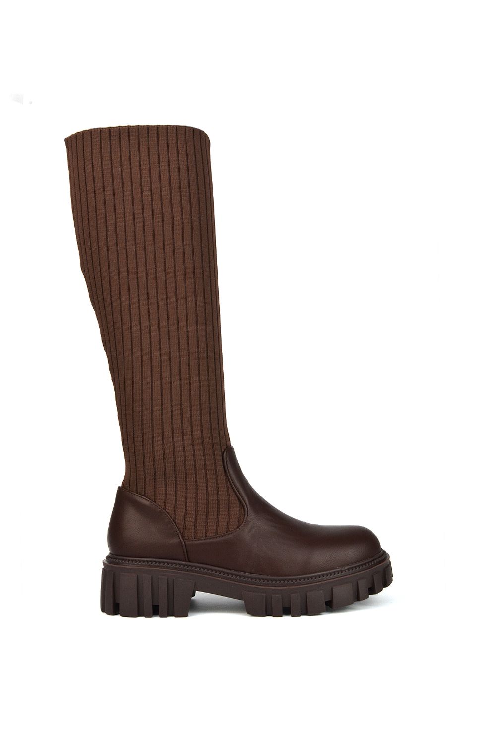 'Kirsten' Knitted Sock Knee High Boots with Chunky Sole