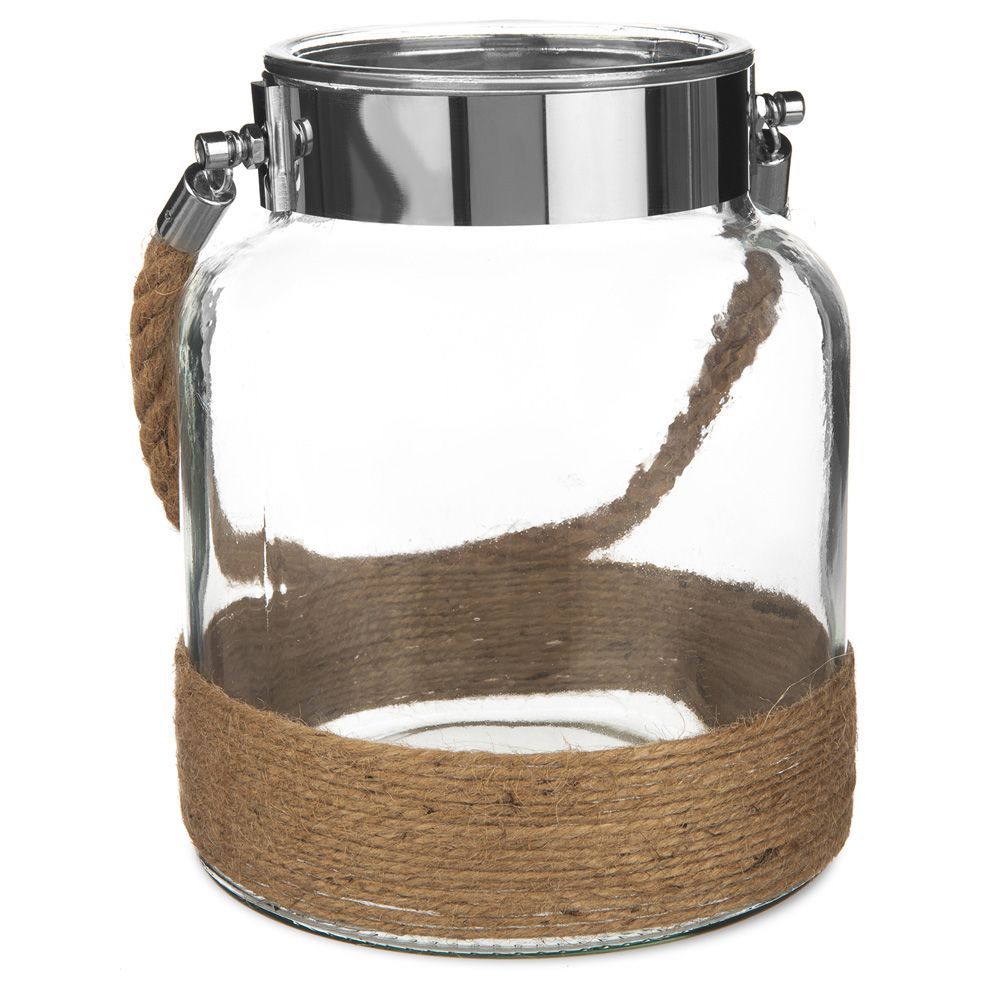Decorative Glass Lantern with Weaving Rope - 21cm