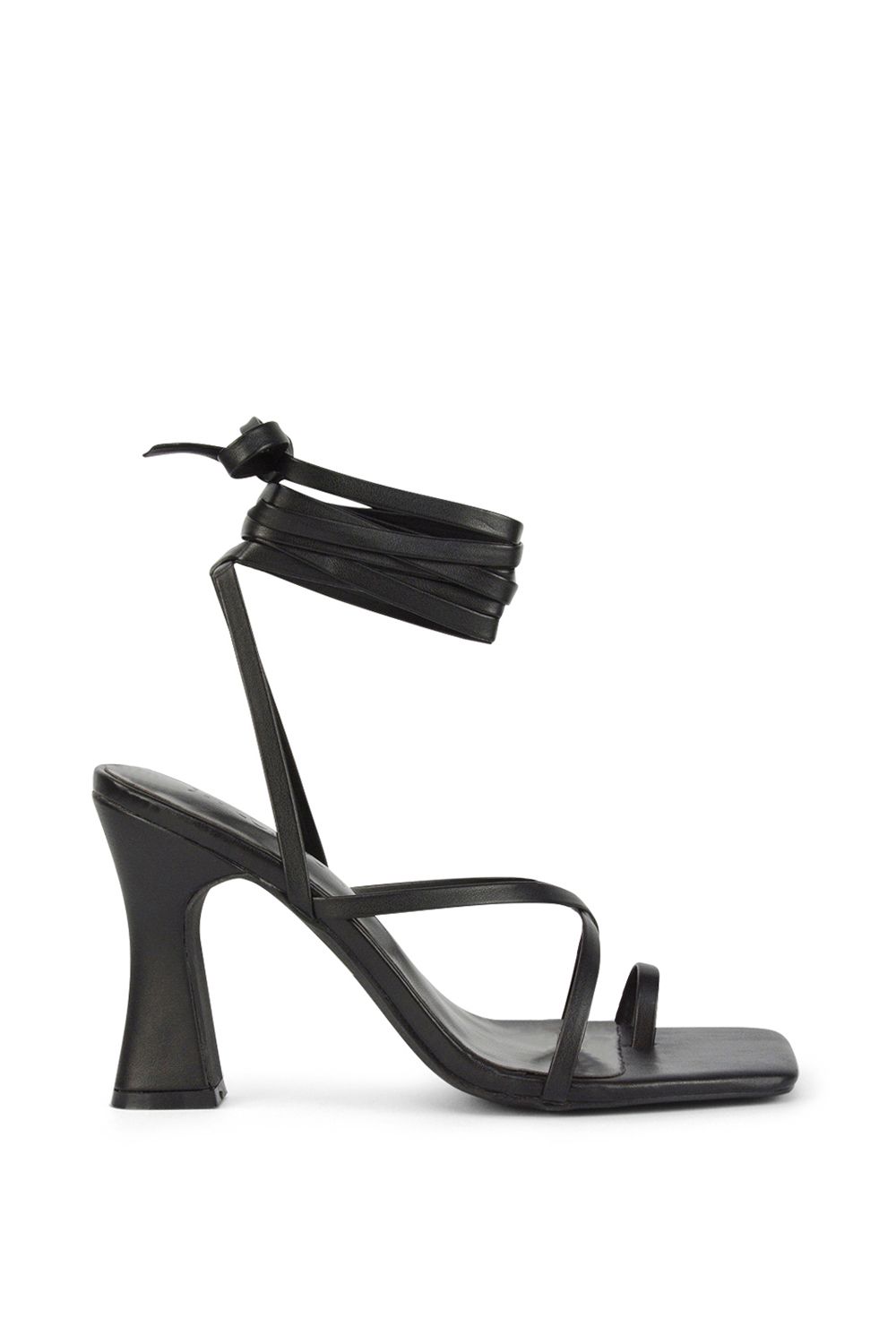 'Dylan' Square Toe Lace up Strappy Block High Heel Sandals