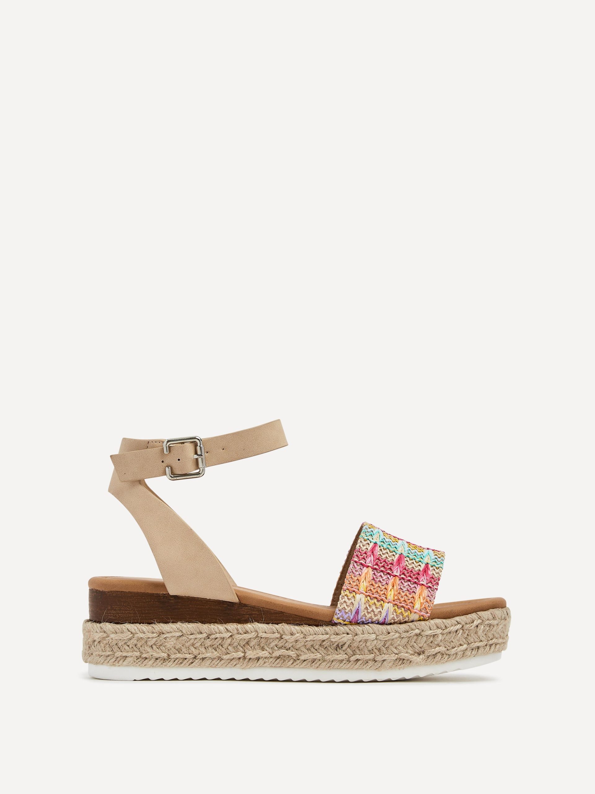 Anya Multi Coloured Raffia Flatform Sandal