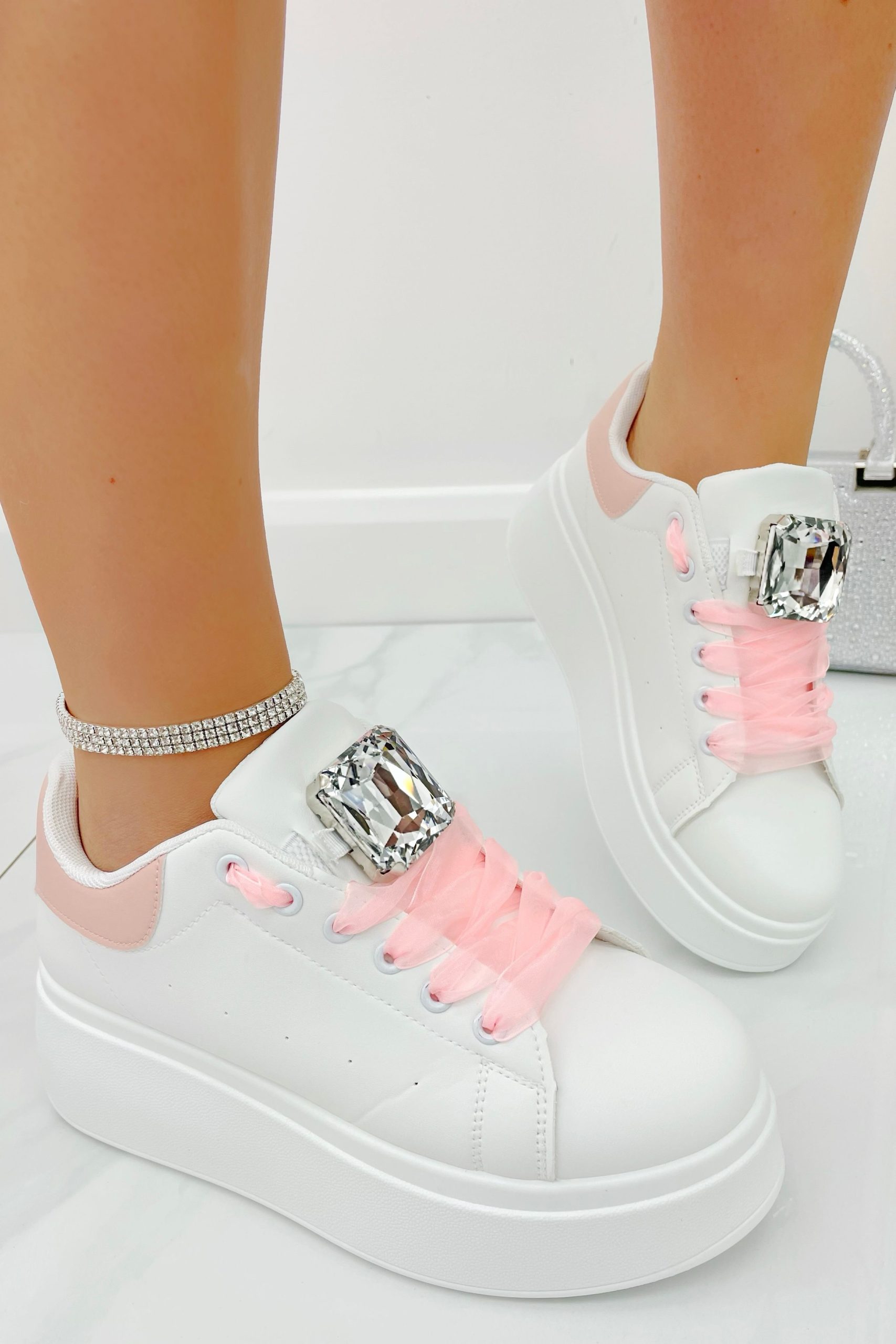 Crystal Statement Jewel Chunky Trainers