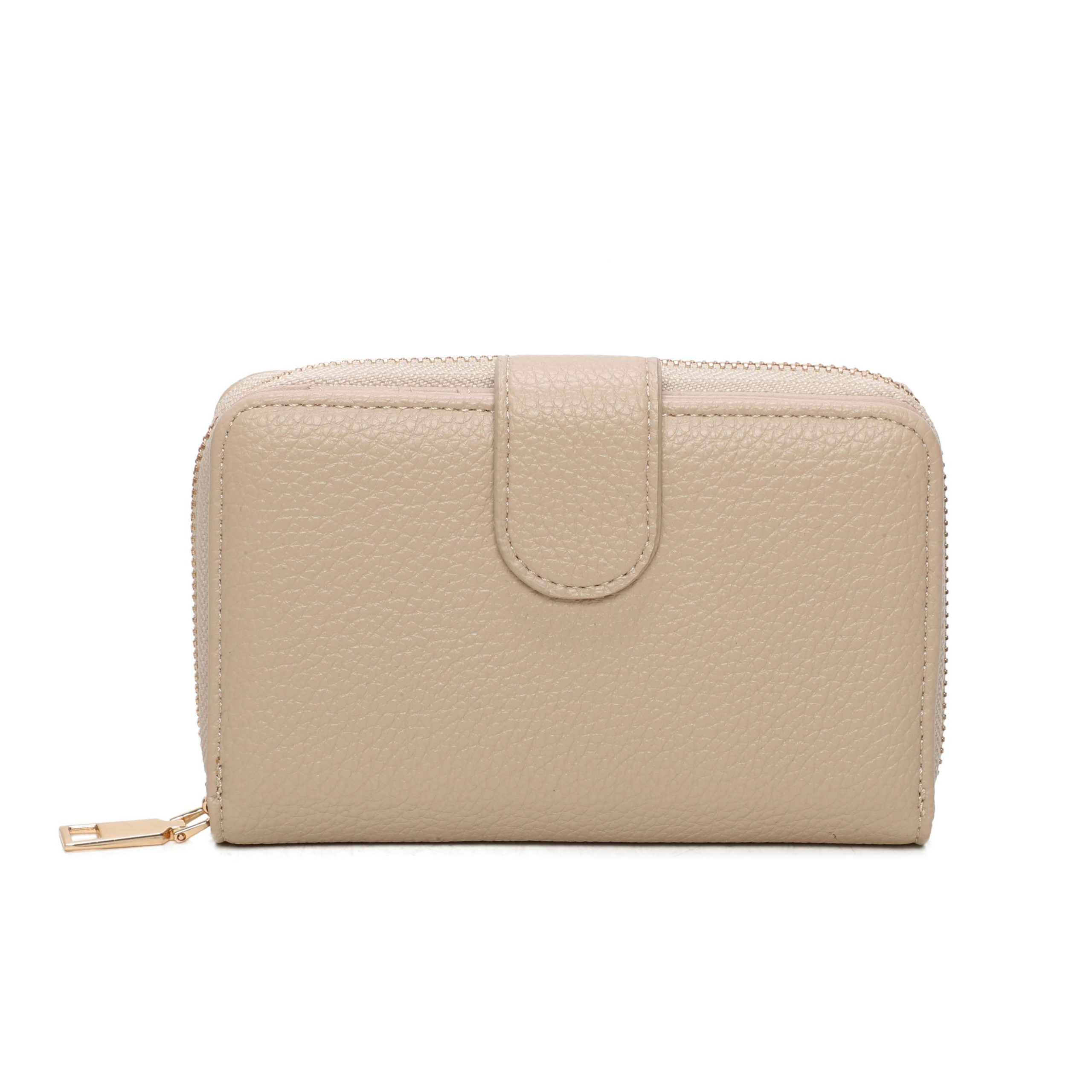 Zip Around Faux Leather Wallet With Snap Closure Multi Card Purse