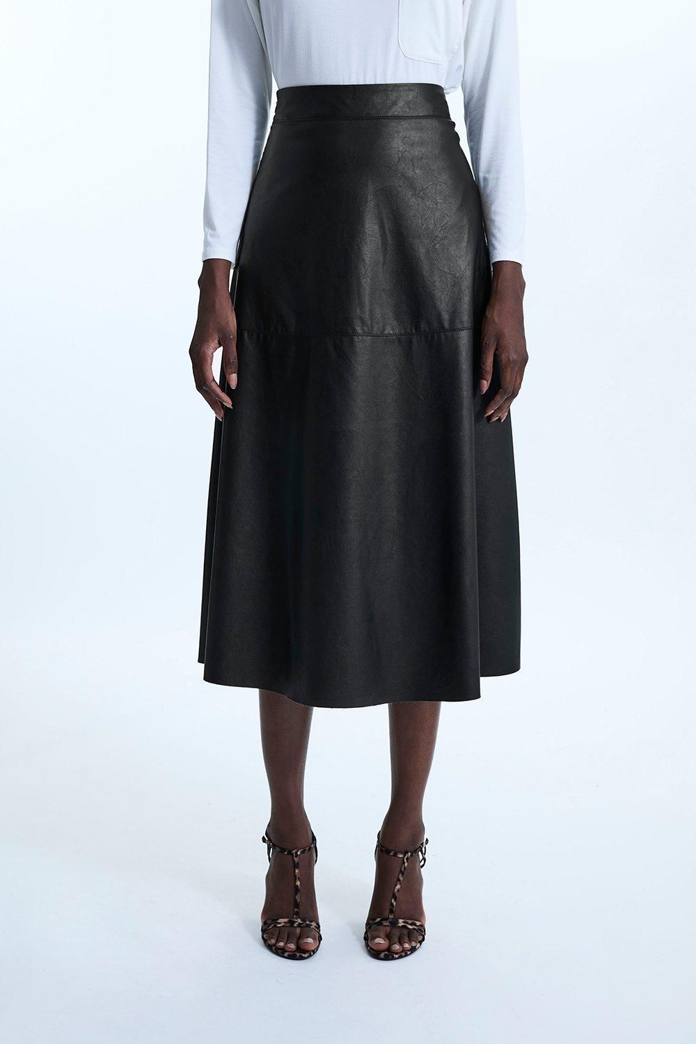 A Line Faux Leather Skirt