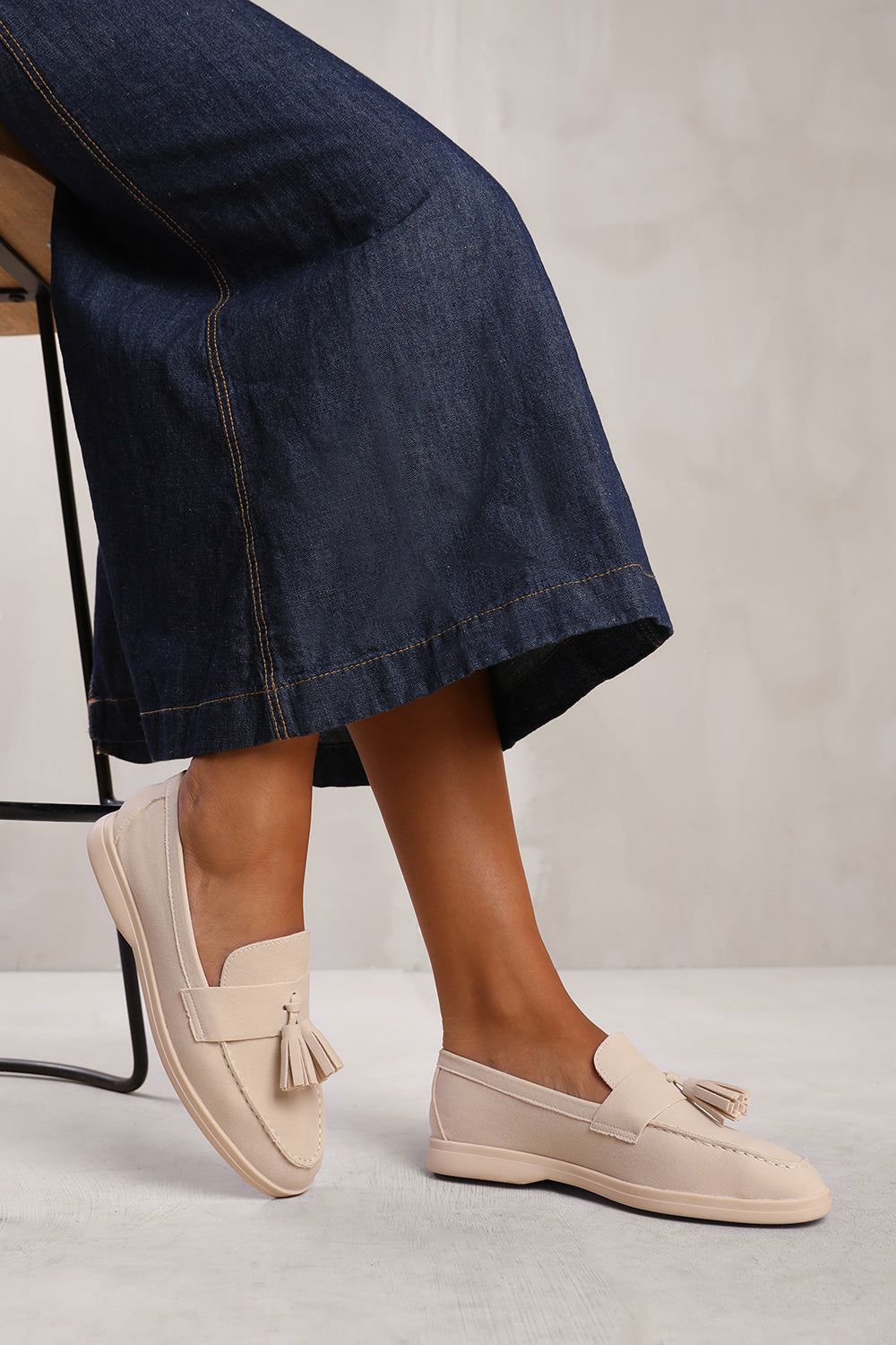 'Azalea' Wide Fit Slip On Loafer With Tassel Detailing