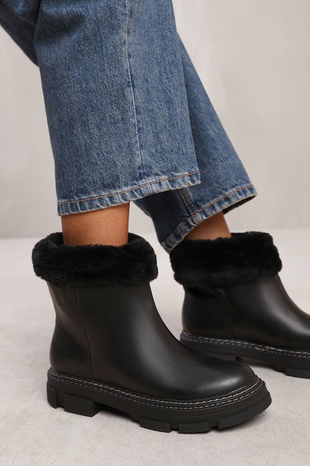 'Eva' Ankle Boot With Fur Lining