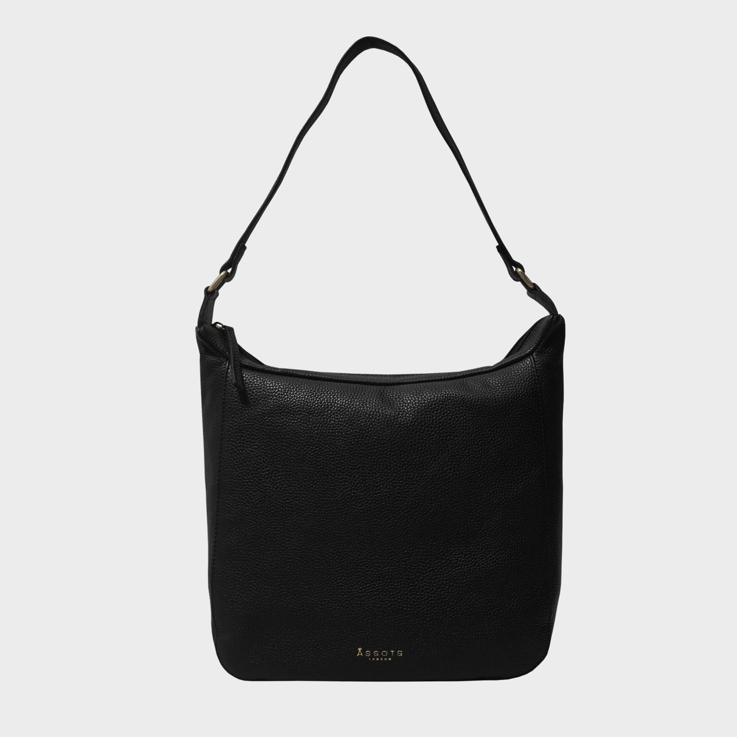 'BIANCA' Pebble Grain Leather Slouchy Hobo Bag