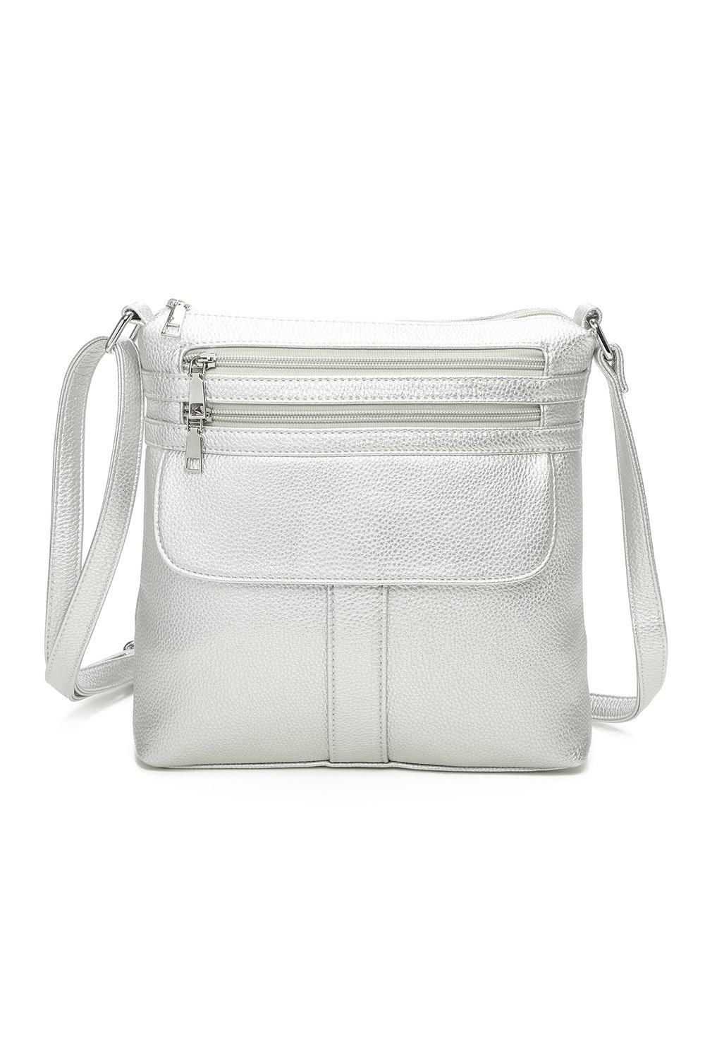 Vier Quadruple Zip PU Messenger Bag