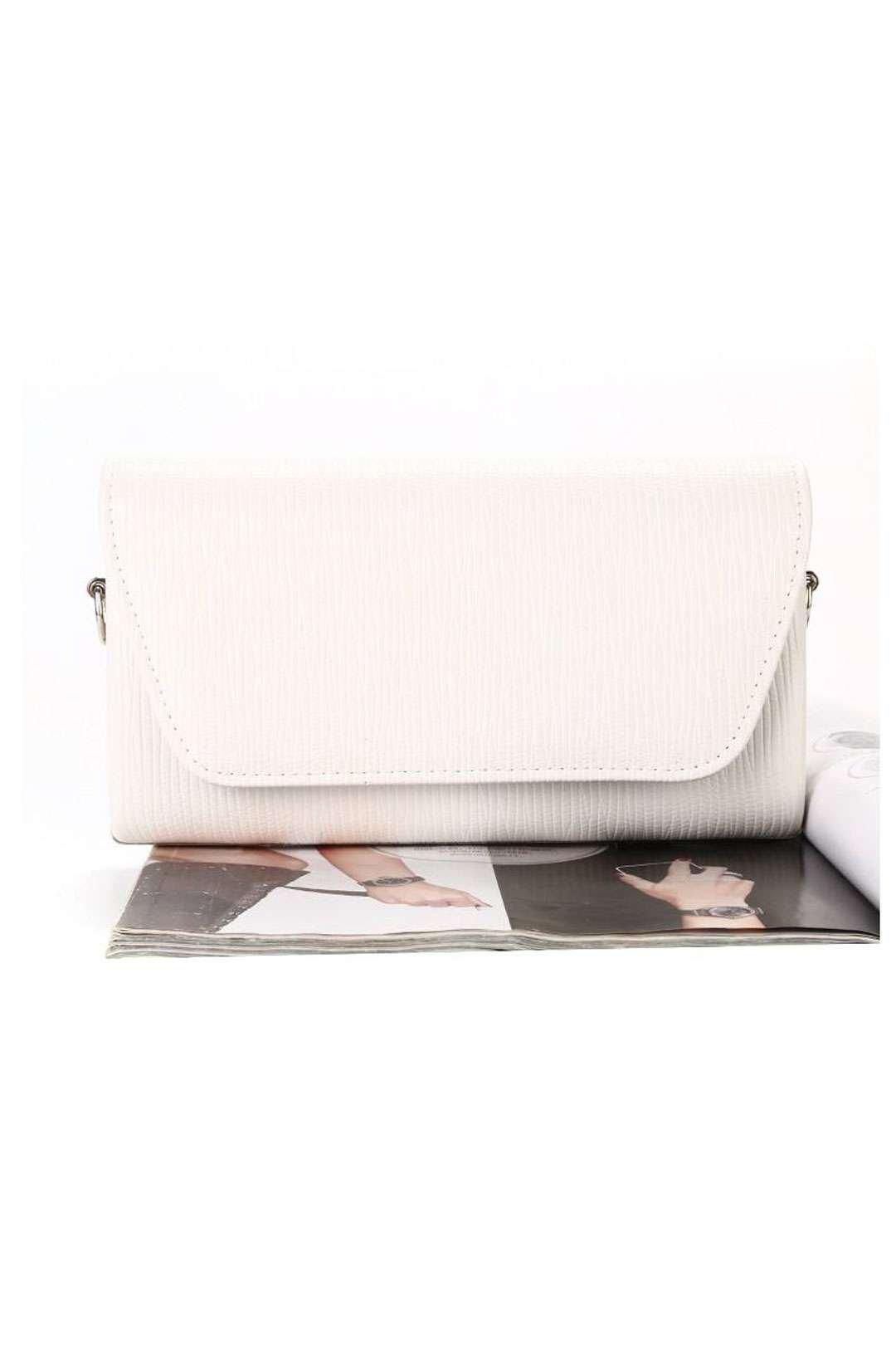 V Envelope Shape Hardcase Clutch Purse Bag With Chain Strap