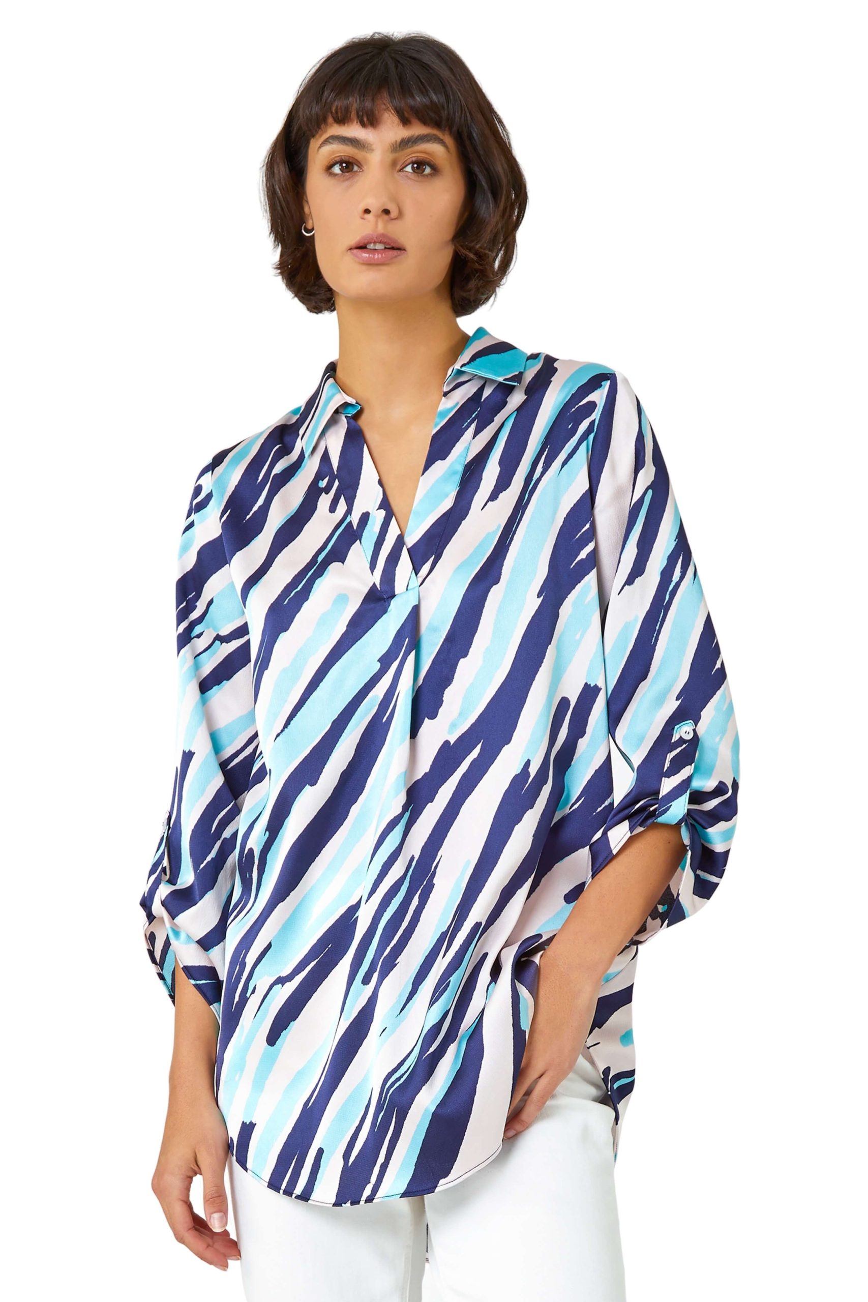 Abstract Print Collared Overshirt