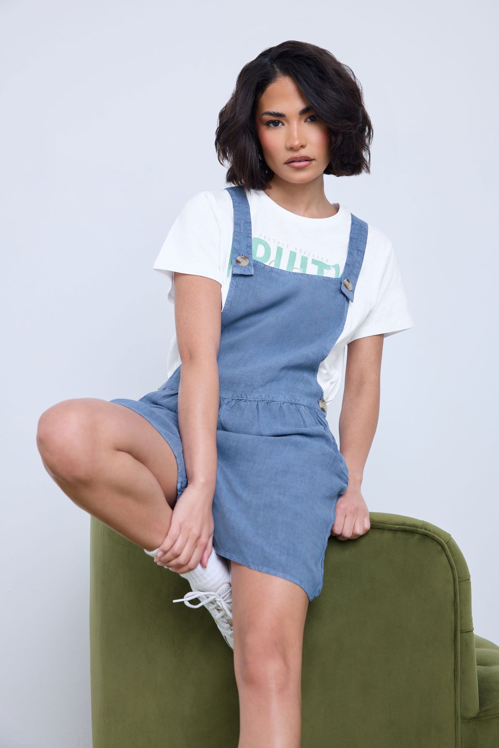 Petite Acid Wash Dungarees