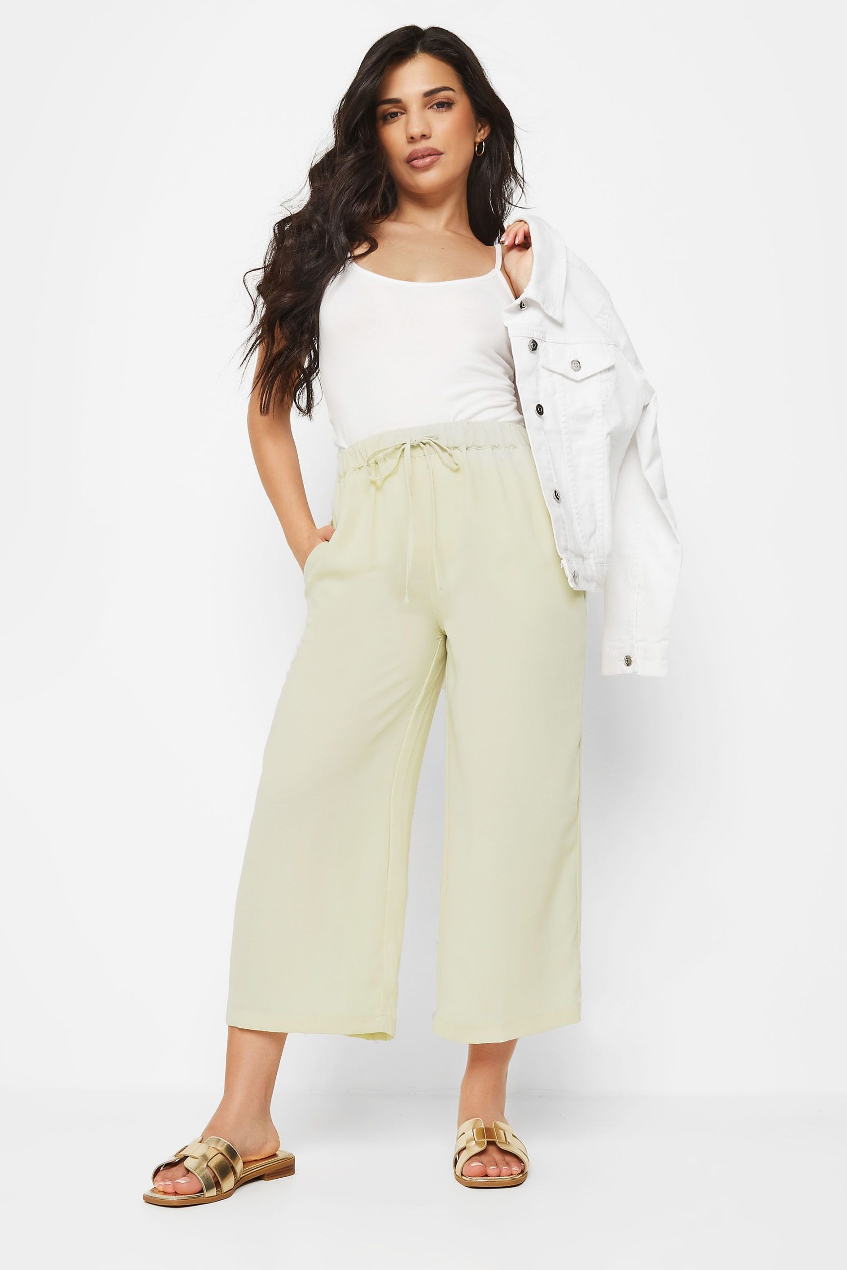 Petite Cropped Wide Leg Trousers