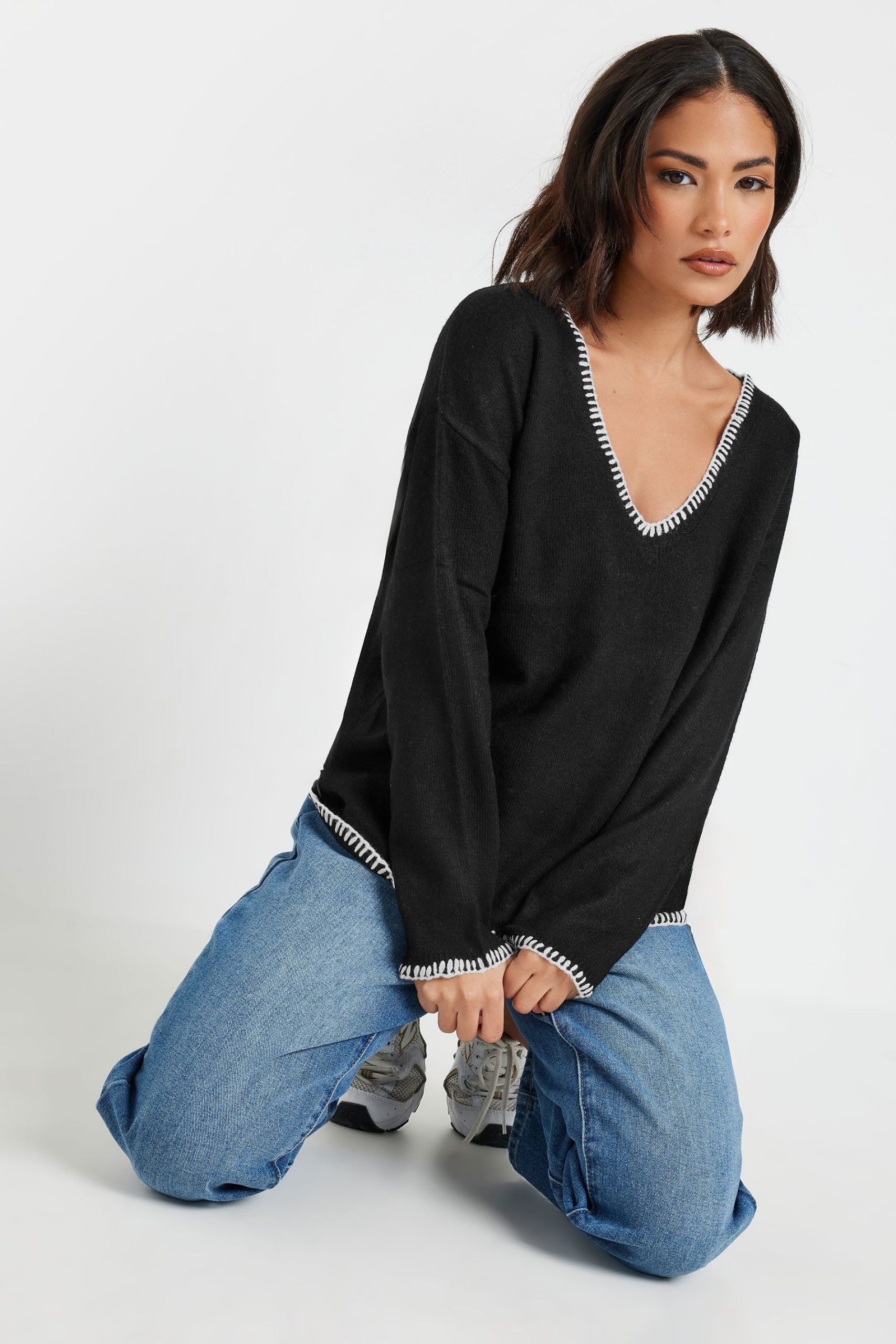 Petite Contrast Stitch Jumper