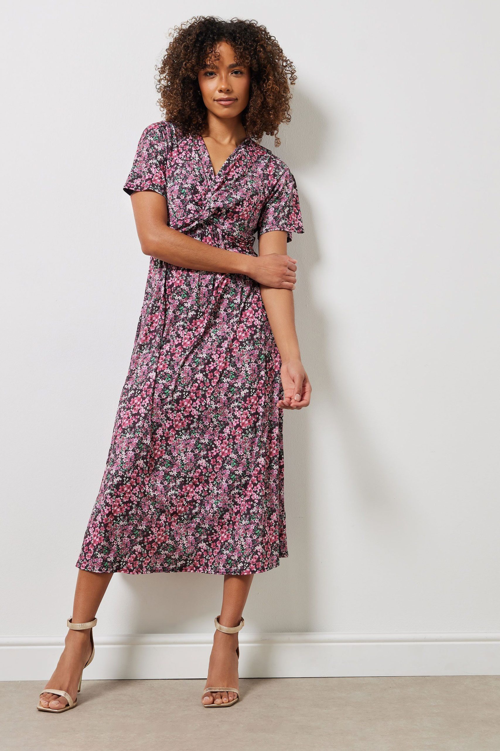 Twist Front Short Sleeve Dress