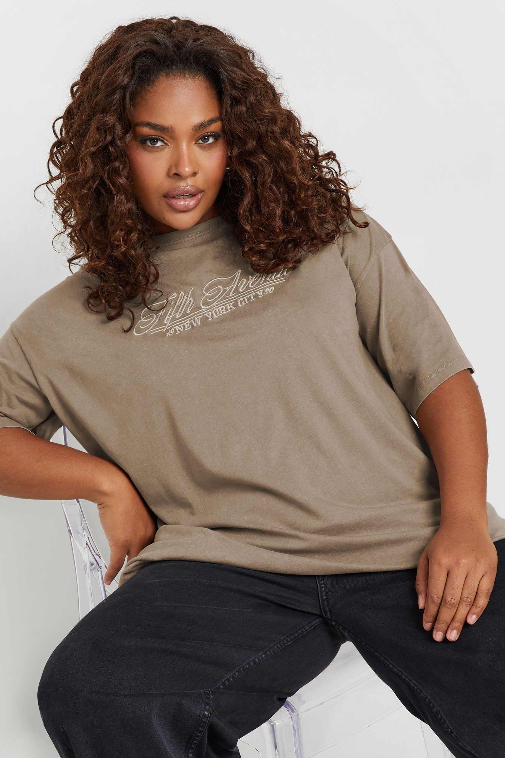 Acid Wash 'Fifth Avenue' Oversized T-Shirt